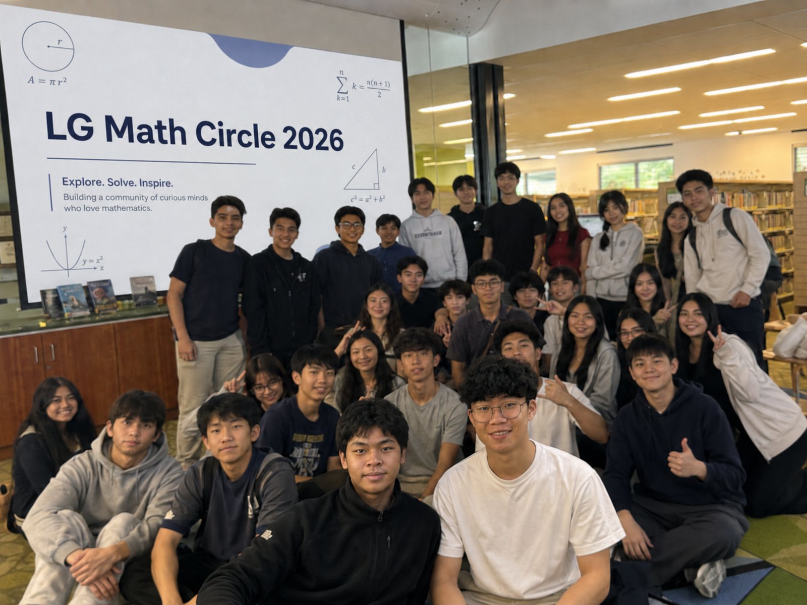 The Los Gatos Math Circle 2026 team and students.